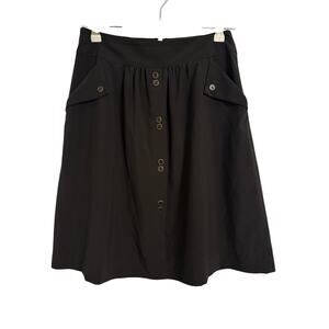 Final Touch Women's M Whimsigoth Dark Academia Flap Pocket Button Knee Skirt
